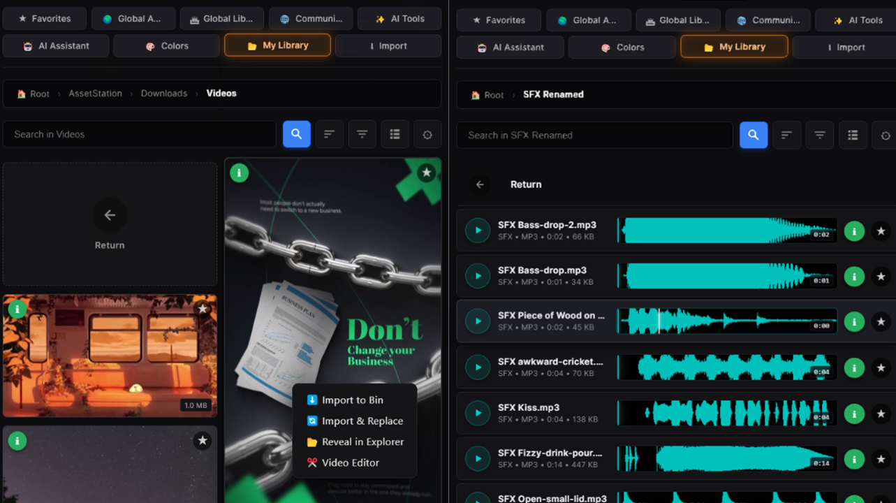 Asset Station Smart Folder Navigation and Audio Auto-Sorting